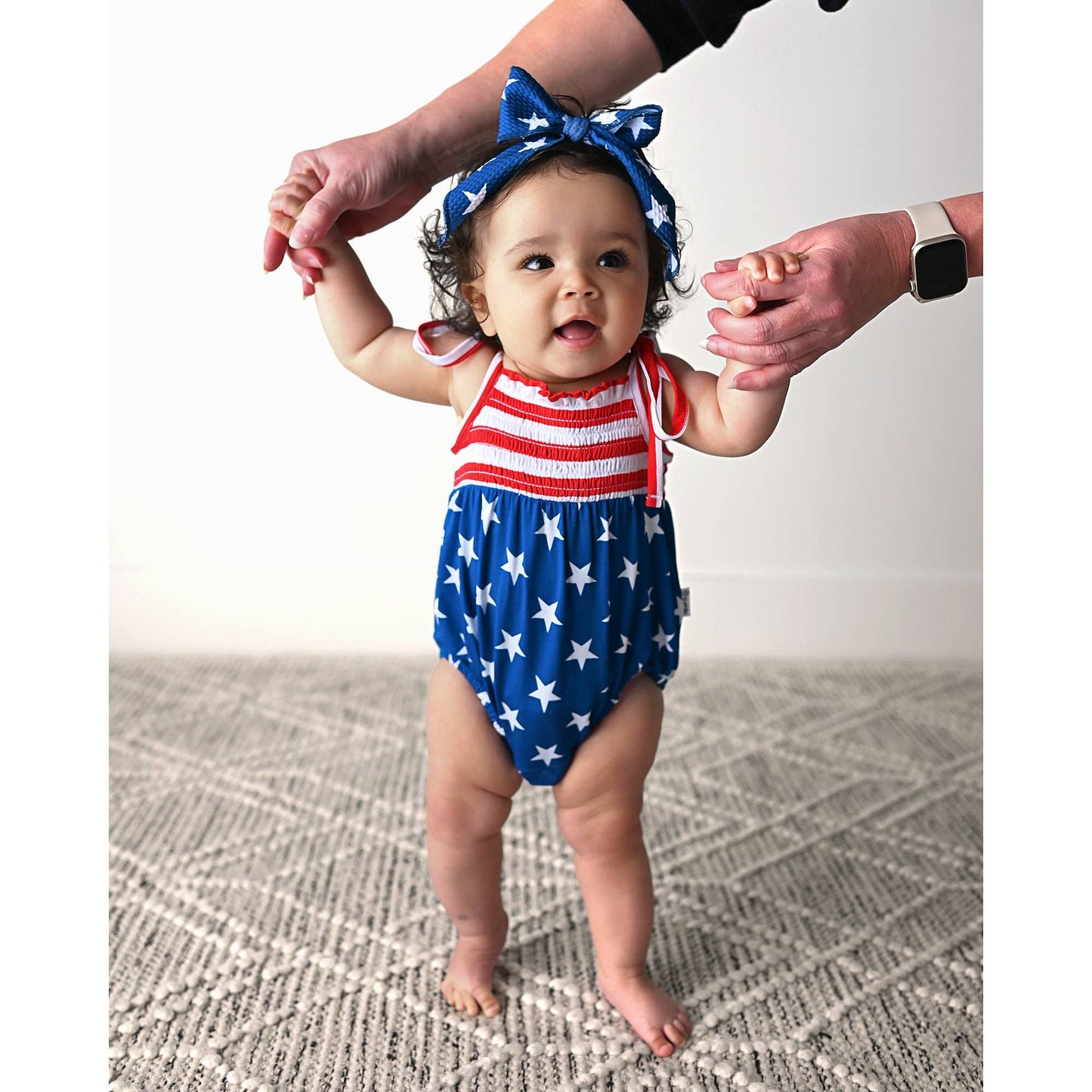 Bamboo Smocked Bubble Romper 4th of July