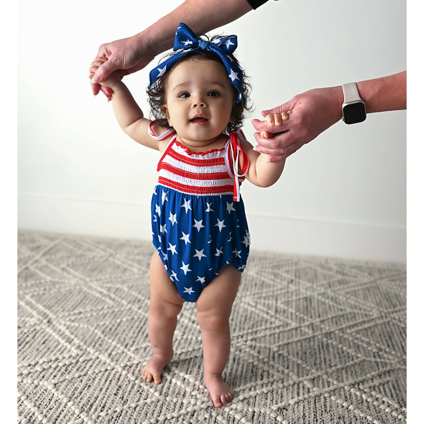 Bamboo Smocked Bubble Romper 4th of July