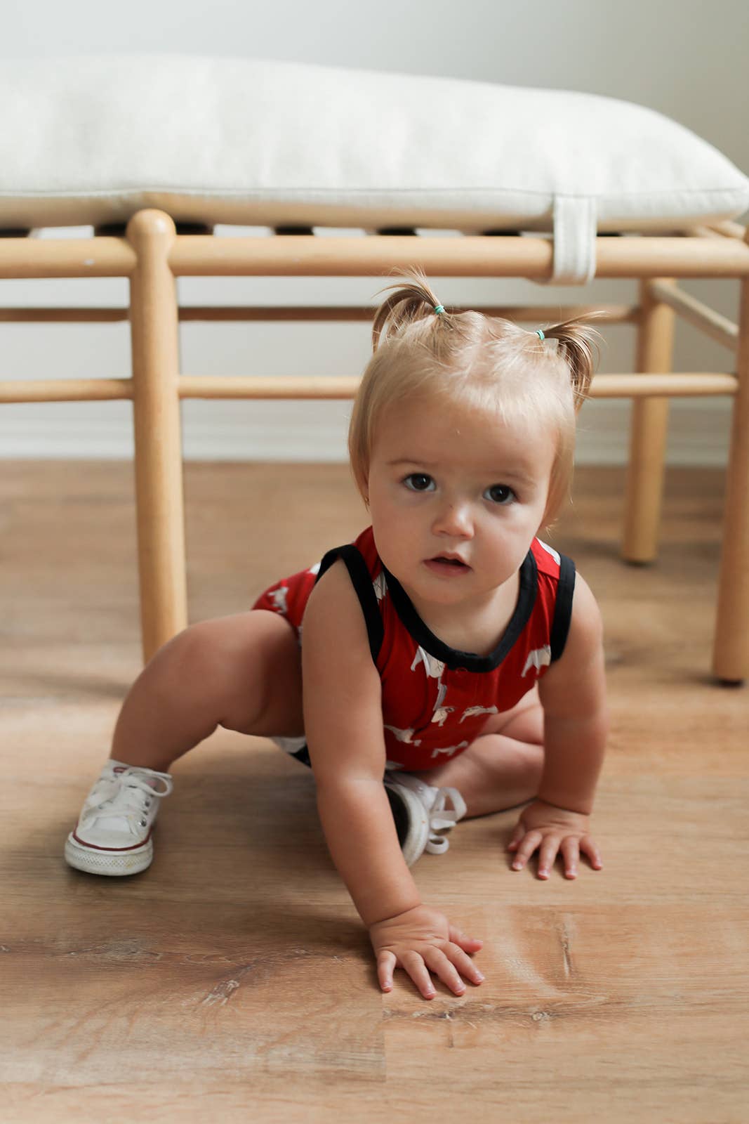 GameDay Red Bulldog Bamboo Henley Onesie