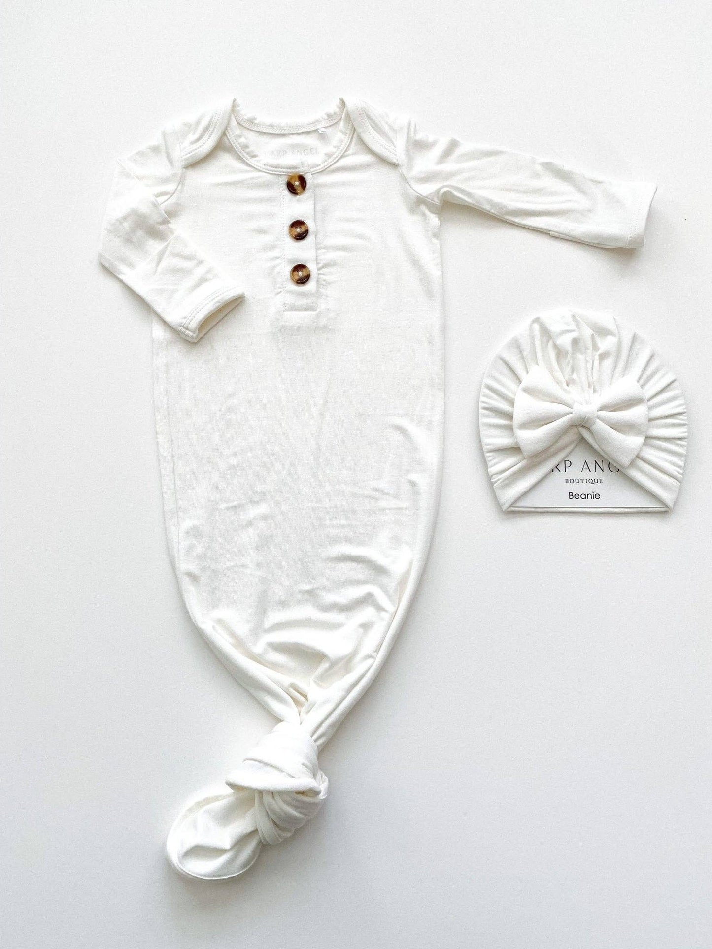 Harp Angel Boutique - Knotted Baby Gown - White: Gown Only