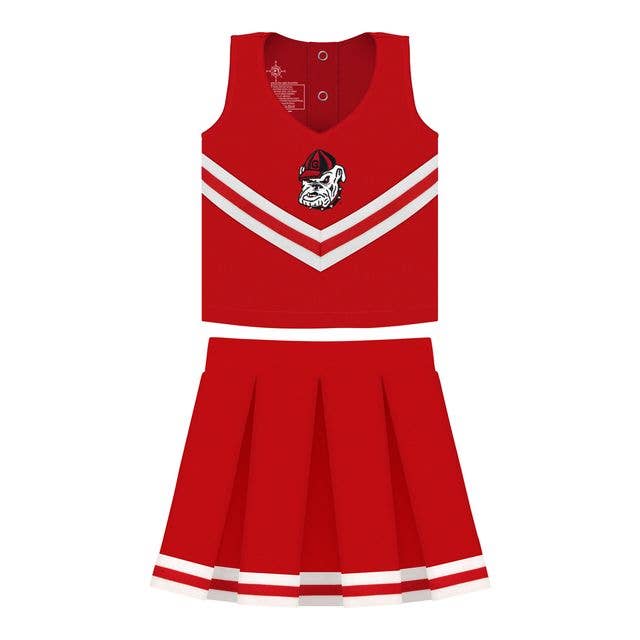 Georgia Bulldogs 3-Piece Cheer Dress: Red Bulldog Head