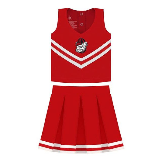 Georgia Bulldogs 3-Piece Cheer Dress: Red Bulldog Head