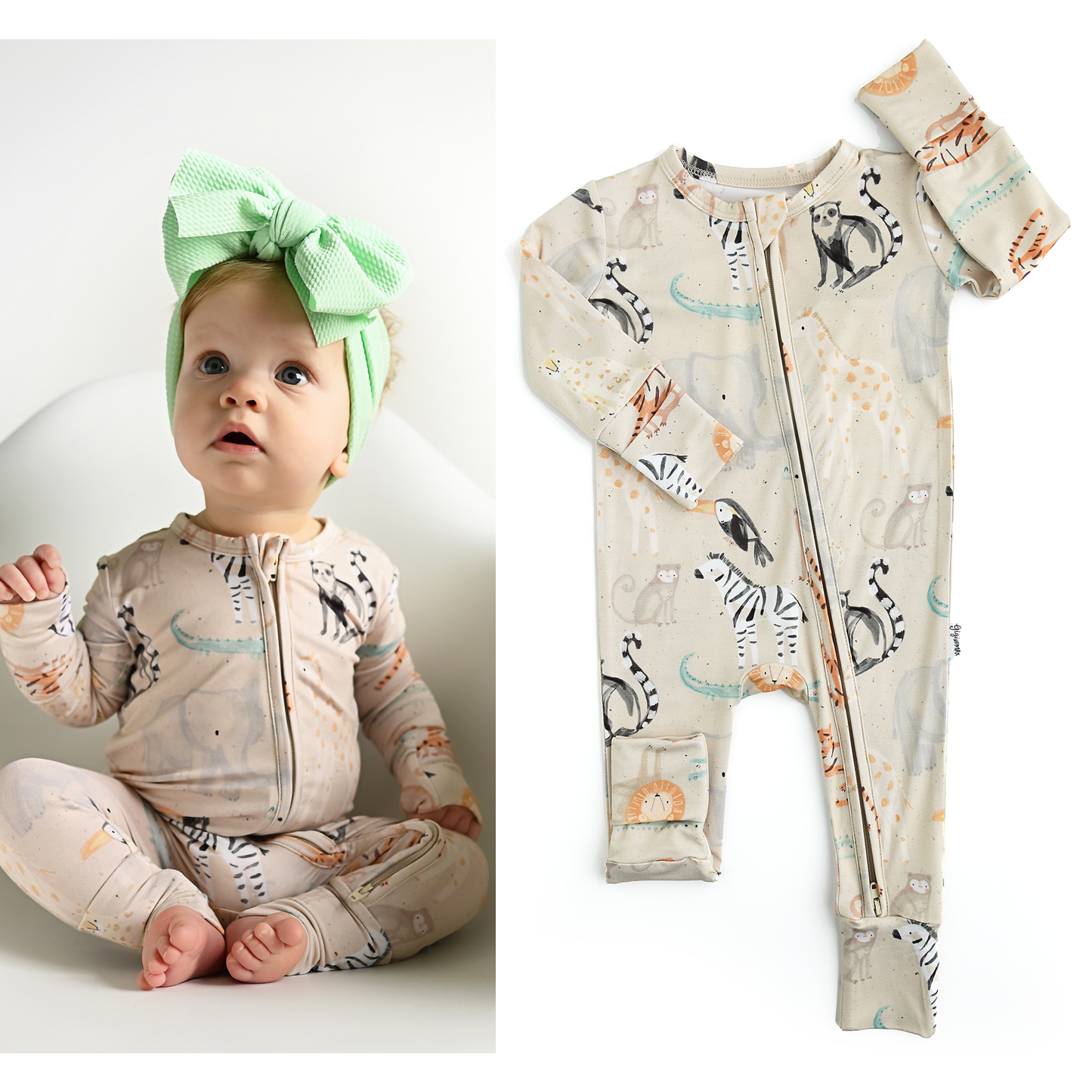 Bamboo Baby Pajama Sleepies Zip up: Arlo