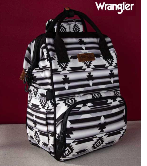 Sugar Beez Boutique - Wrangler Aztec Multi Function Backpack diaper bag: White