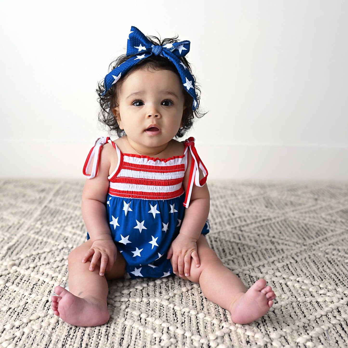 Bamboo Smocked Bubble Romper 4th of July