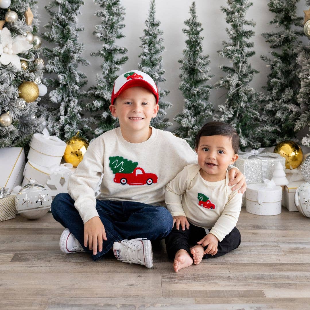 Christmas Truck Patch Long Sleeve Bodysuit