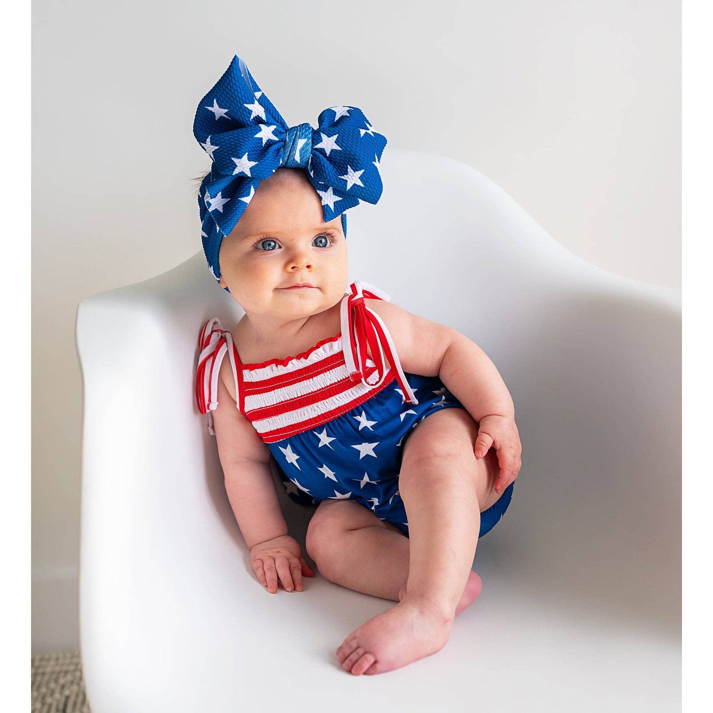 Bamboo Smocked Bubble Romper 4th of July