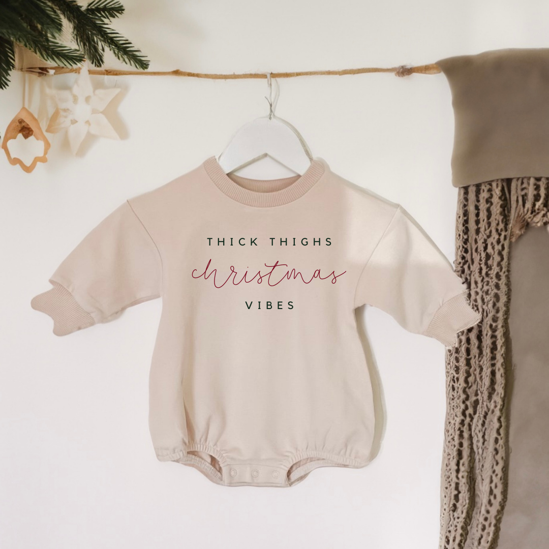 PREORDER Holiday Organic Cotton Baby Rompers: 3-6m / Message With Design Choice