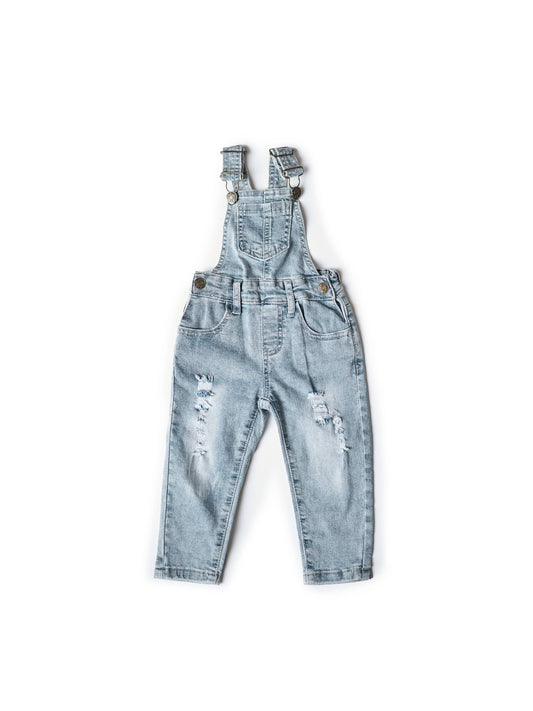 Distressed Denim Overall - Light Wash