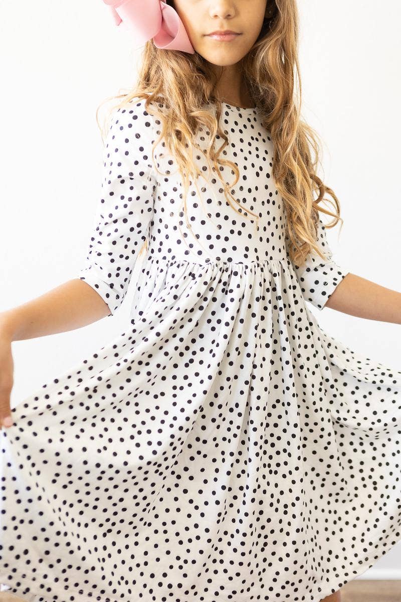 Scattered Dot 3/4 Sleeve Twirl Dress