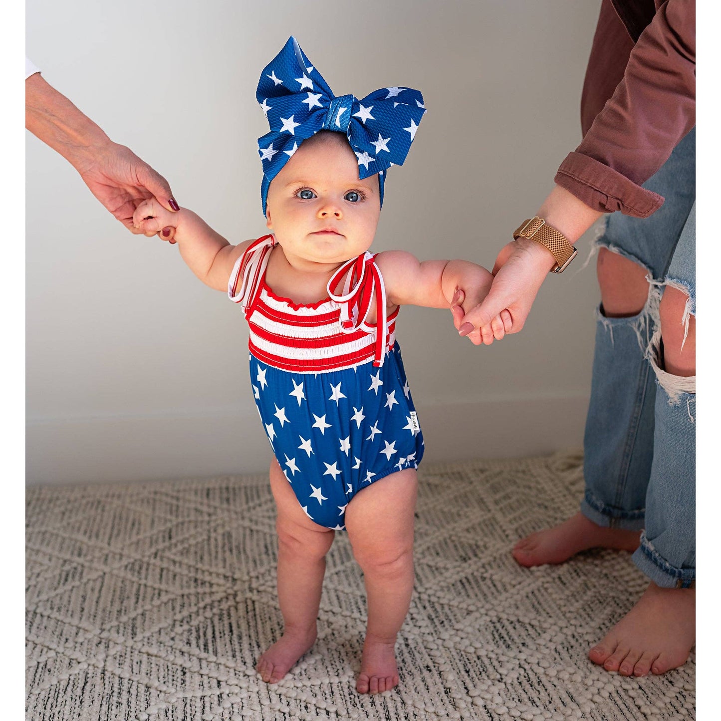 Bamboo Smocked Bubble Romper 4th of July