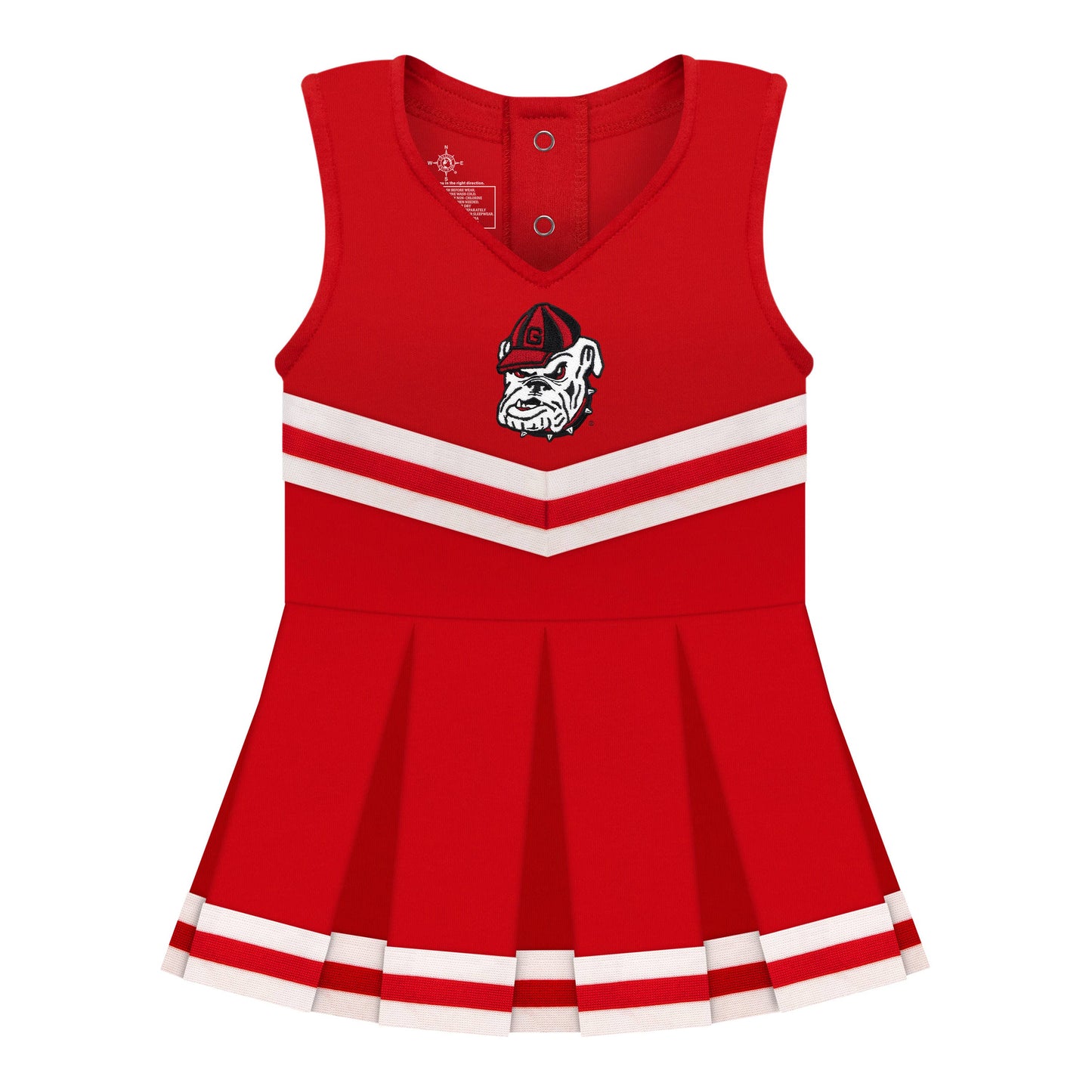 Georgia Bulldogs Cheer Dress Bodysuit: Red Bulldog Head