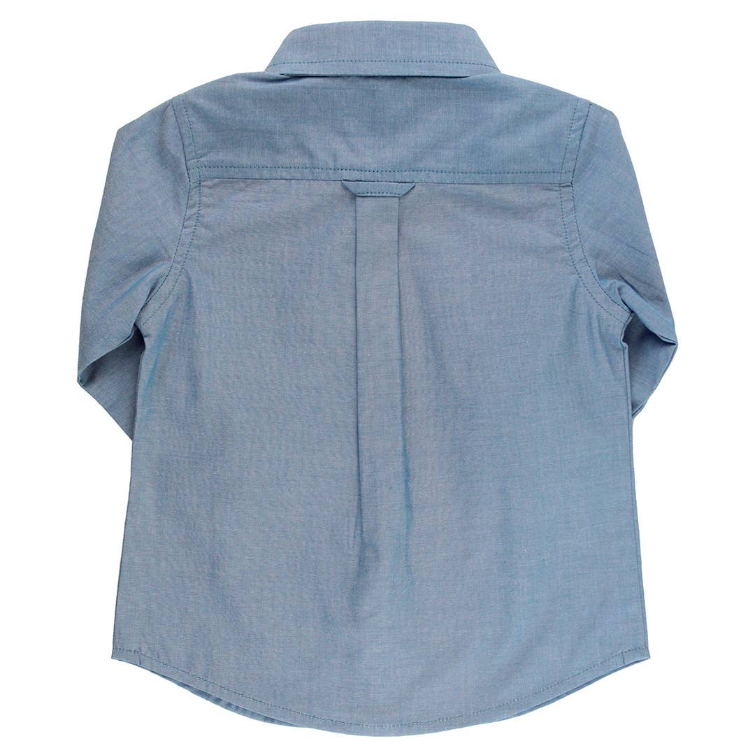 Blue Chambray Long Sleeve Button Down Shirt