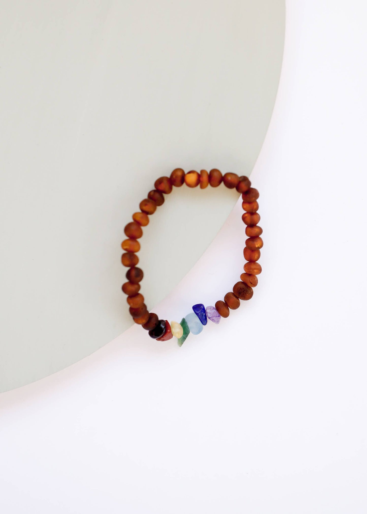 Raw Cognac Amber + Raw Chakra Crystals Bracelet: Raw Cognac Amber - 7"