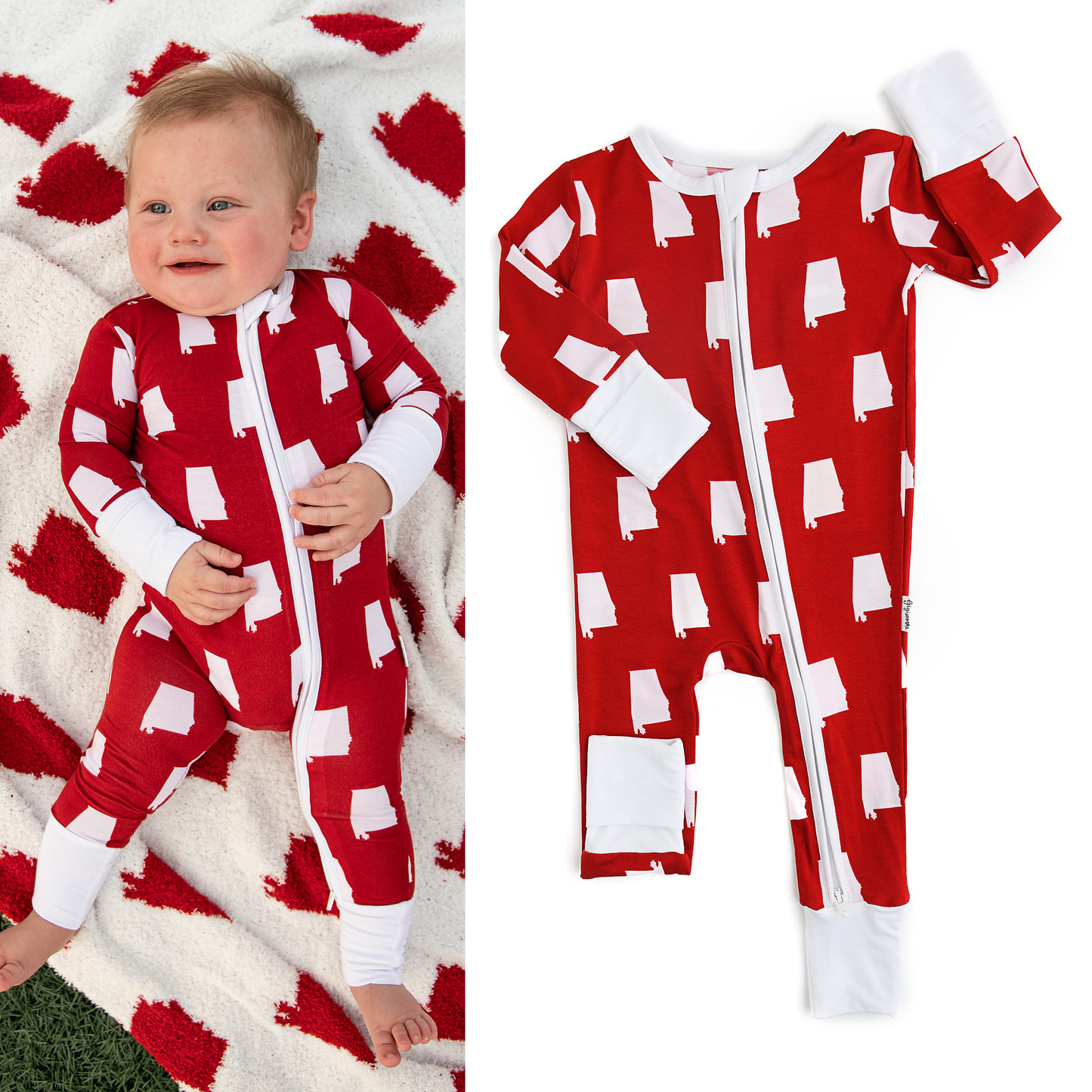 Bamboo Baby Zip-up Sleepies : Alabama Crismson