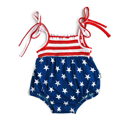 Bamboo Smocked Bubble Romper 4th of July