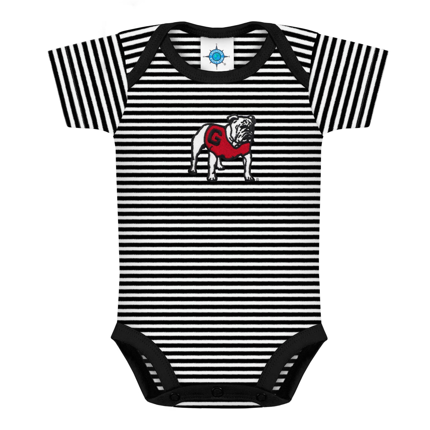 Georgia Bulldogs Striped Bodysuit: Black Standing Bulldog