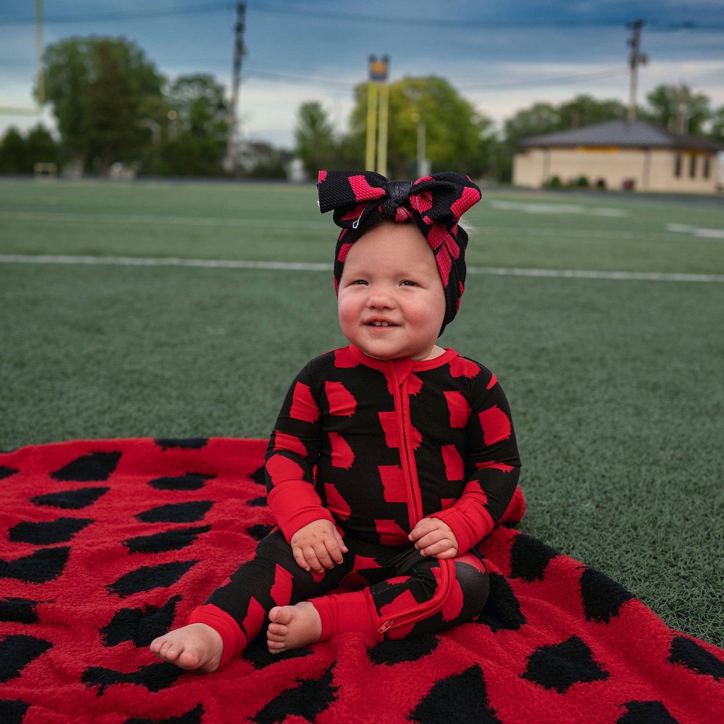 Baby Girl Headwrap Georgia Black & Red