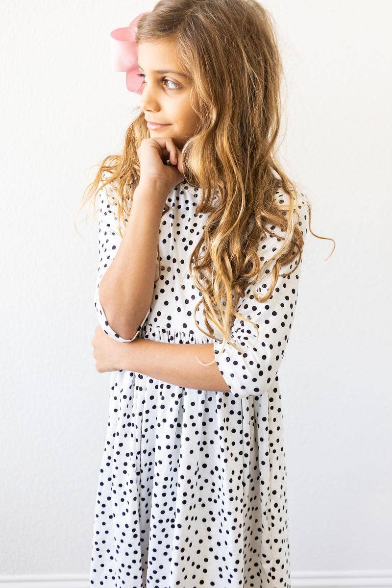 Scattered Dot 3/4 Sleeve Twirl Dress