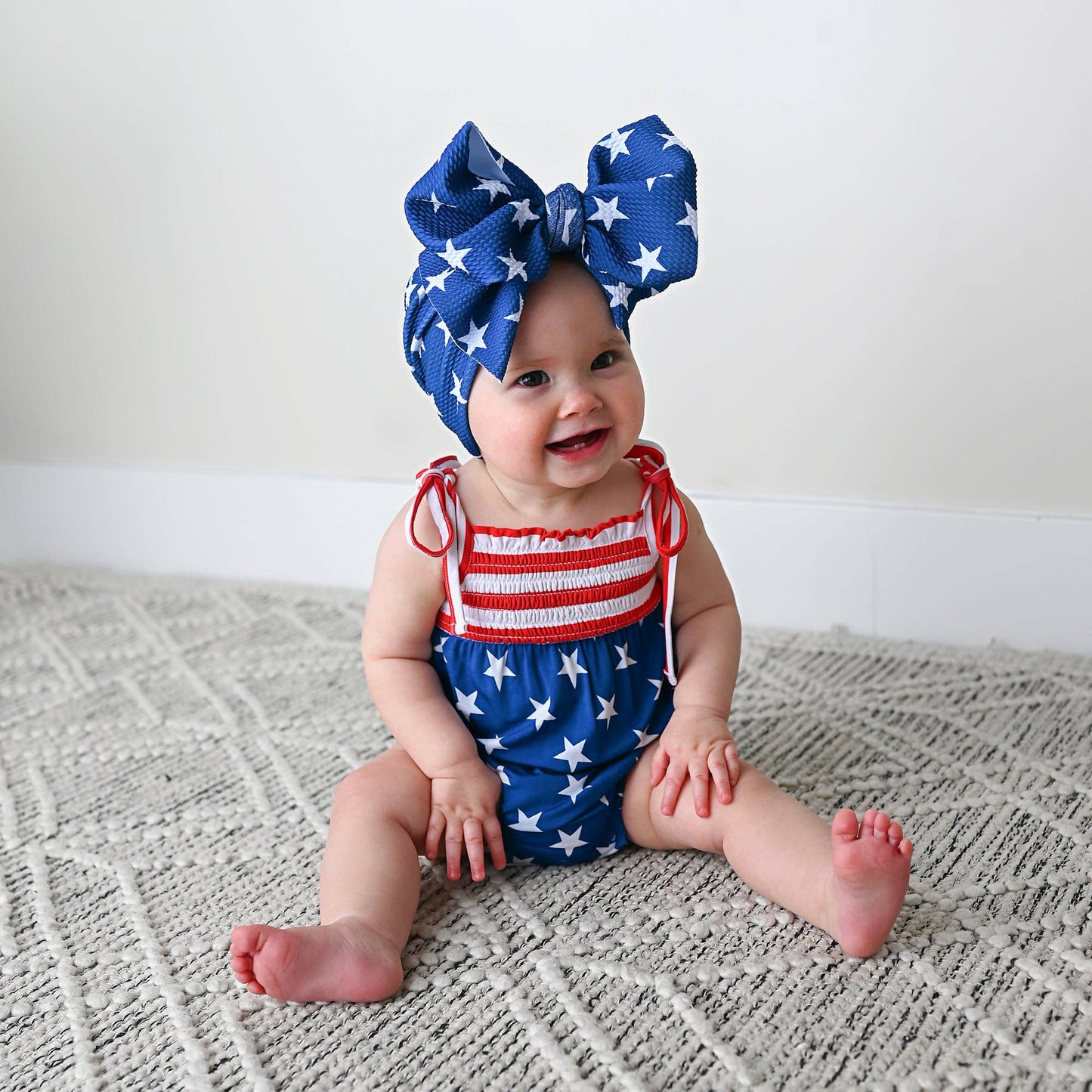 Bamboo Smocked Bubble Romper 4th of July