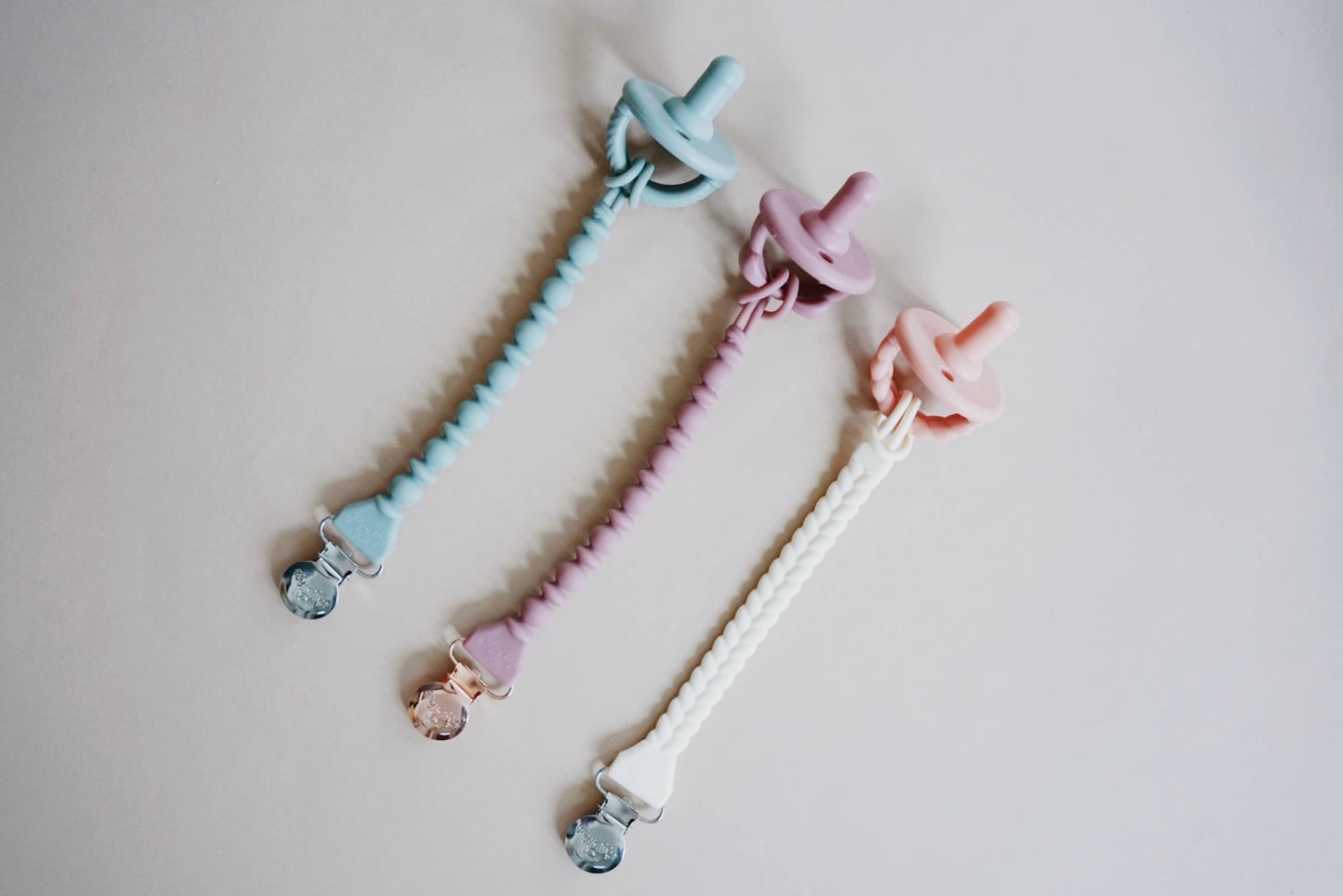 Silicone One-Piece Pacifier Clips: Buttercream