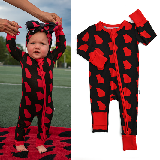 Bamboo Baby Pajama Sleepies Little Baby Zip Georgia Red & Black