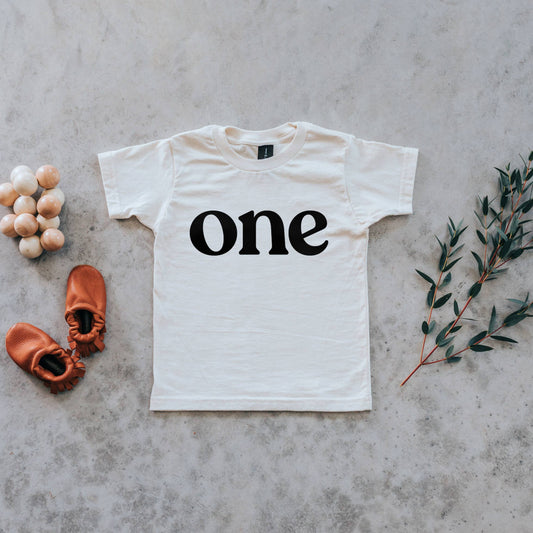 One Modern Birthday Tee • Cream Organic Cotton Unisex Shirt