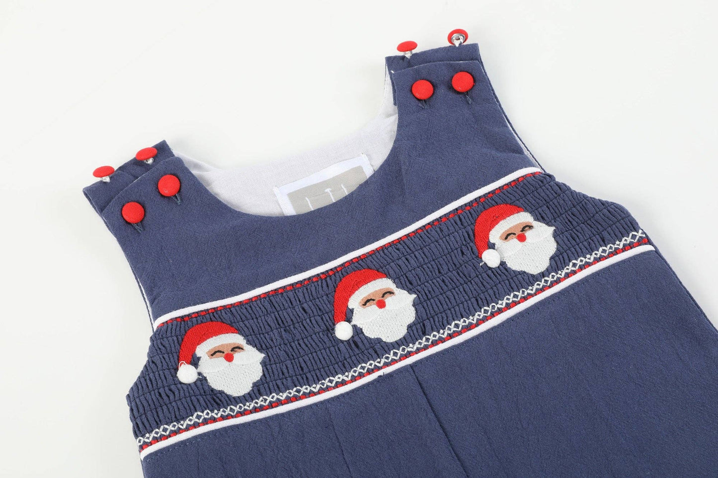 Navy Blue Santa Smocked Overalls