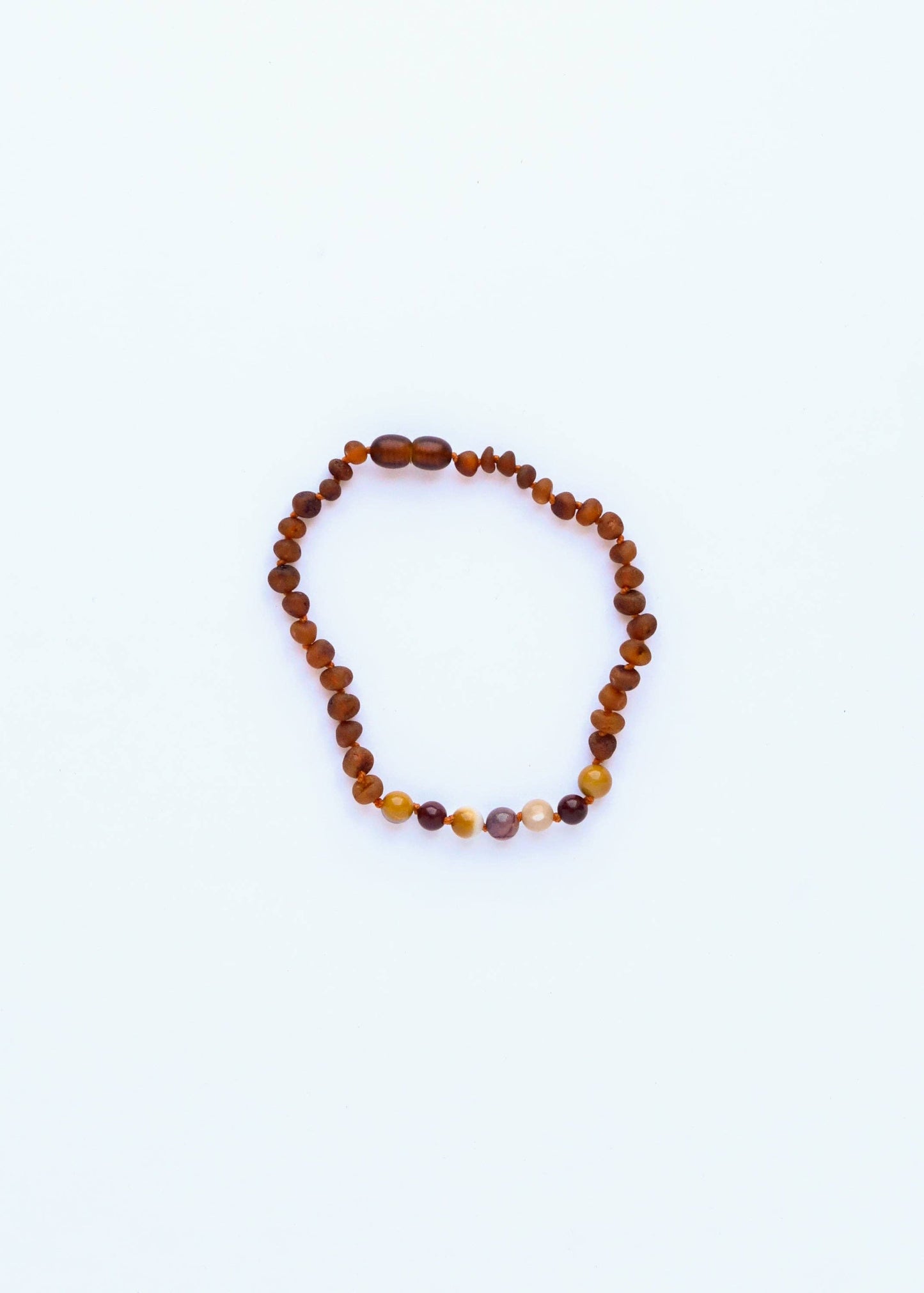 Raw Cognac Amber + Mookaite Jasper || Anklet or Bracelet: 5" Baby Bracelet