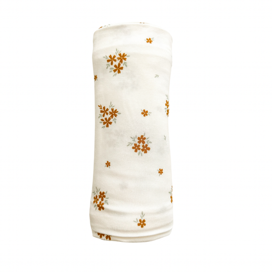 Bamboo Stretch Swaddle - Caramel Bloom