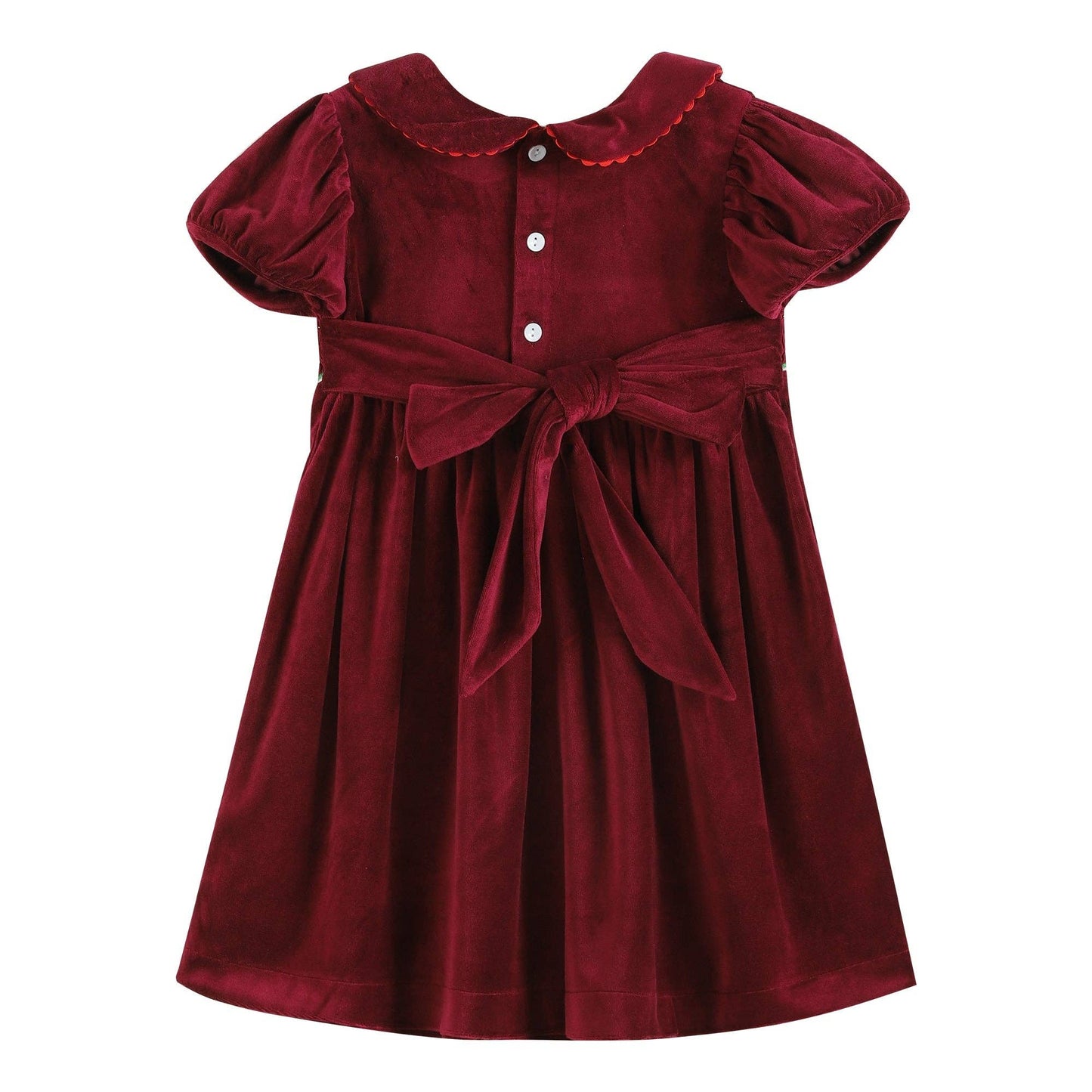 Red Velour Christmas Tree Smocked Dress