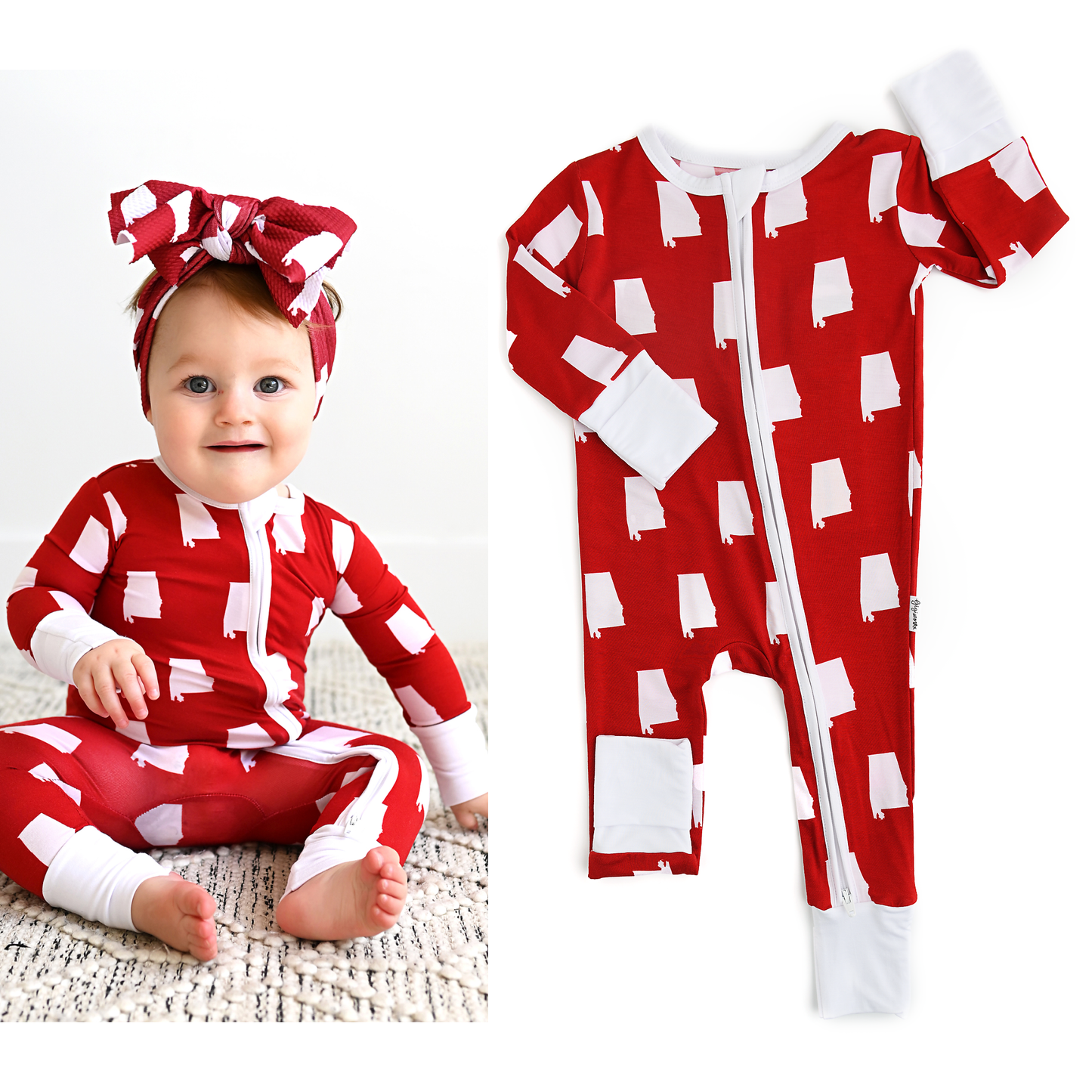 Bamboo Baby Zip-up Sleepies : Alabama Crismson