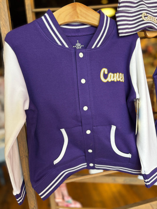 Canes Purple Letterman Jacket