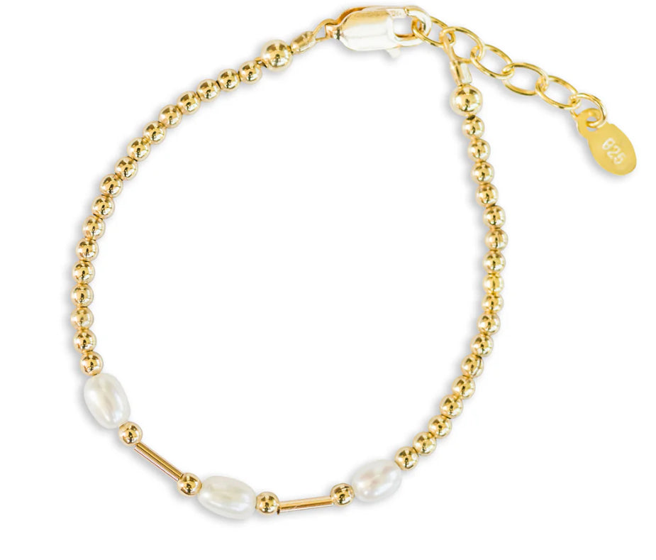 Emery Gold Plated Bracelet with Liquid Gold and Freshwater Pearls