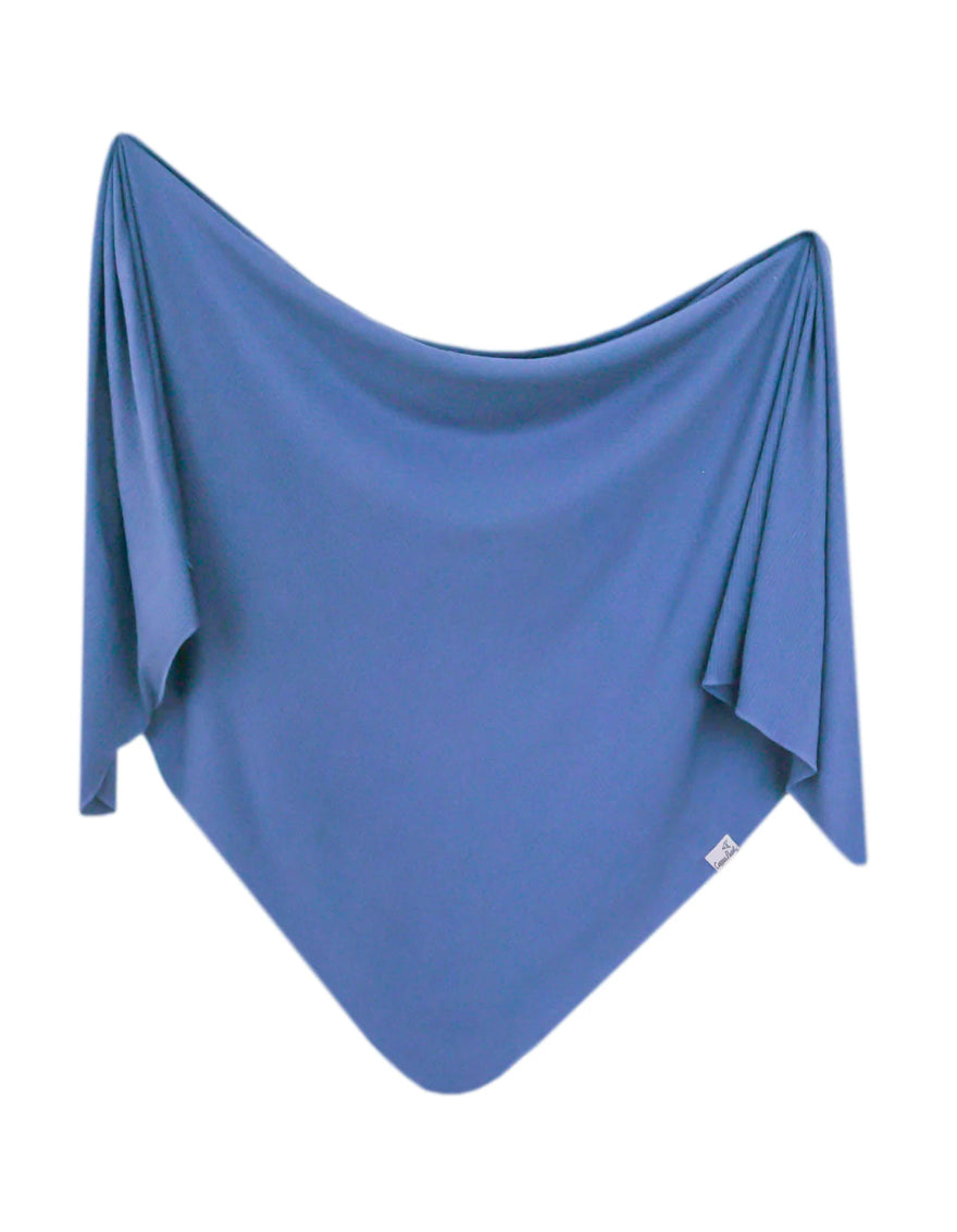 Indigo Rib Knit Swaddle Blanket