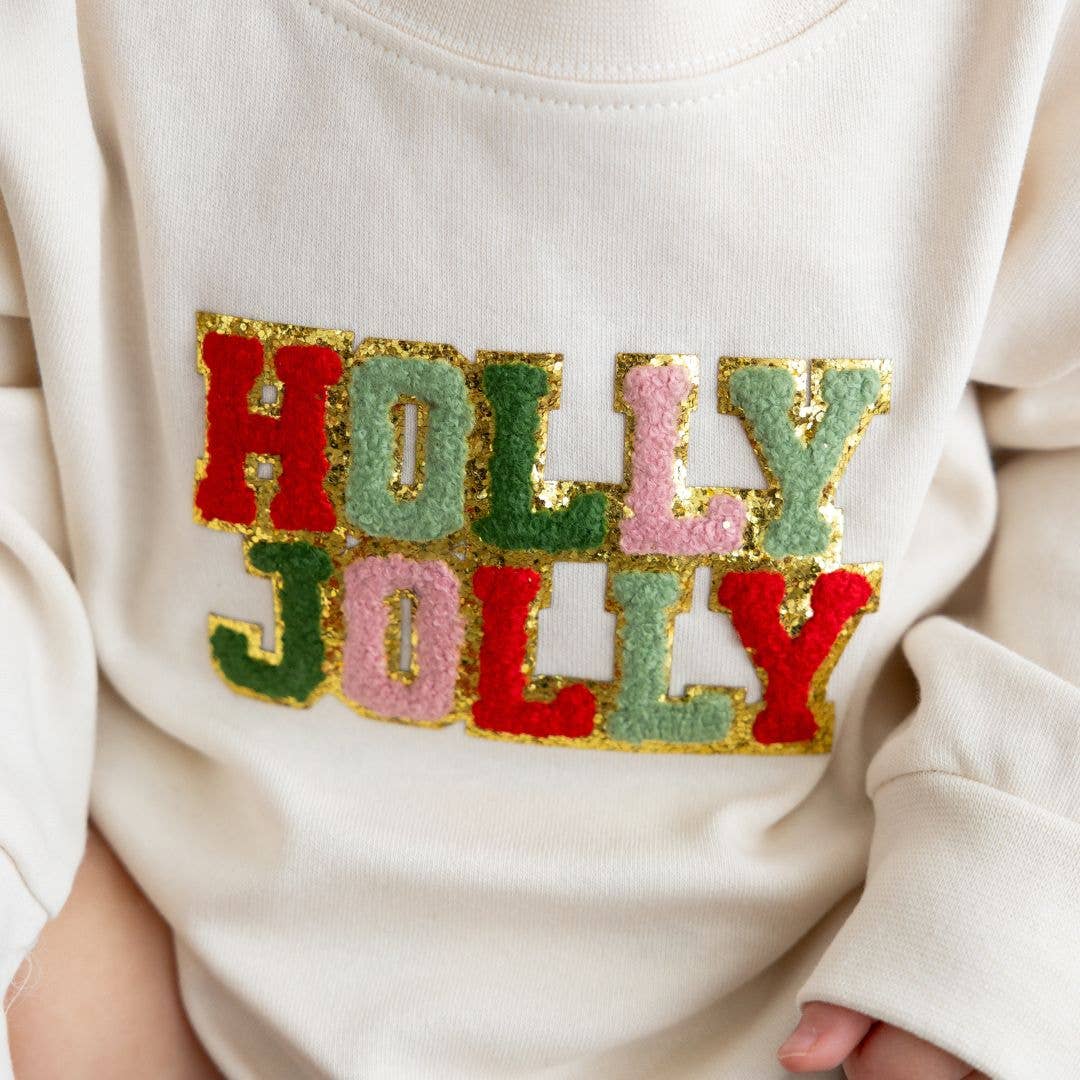 Holly Jolly Patch Christmas Long Sleeve Romper