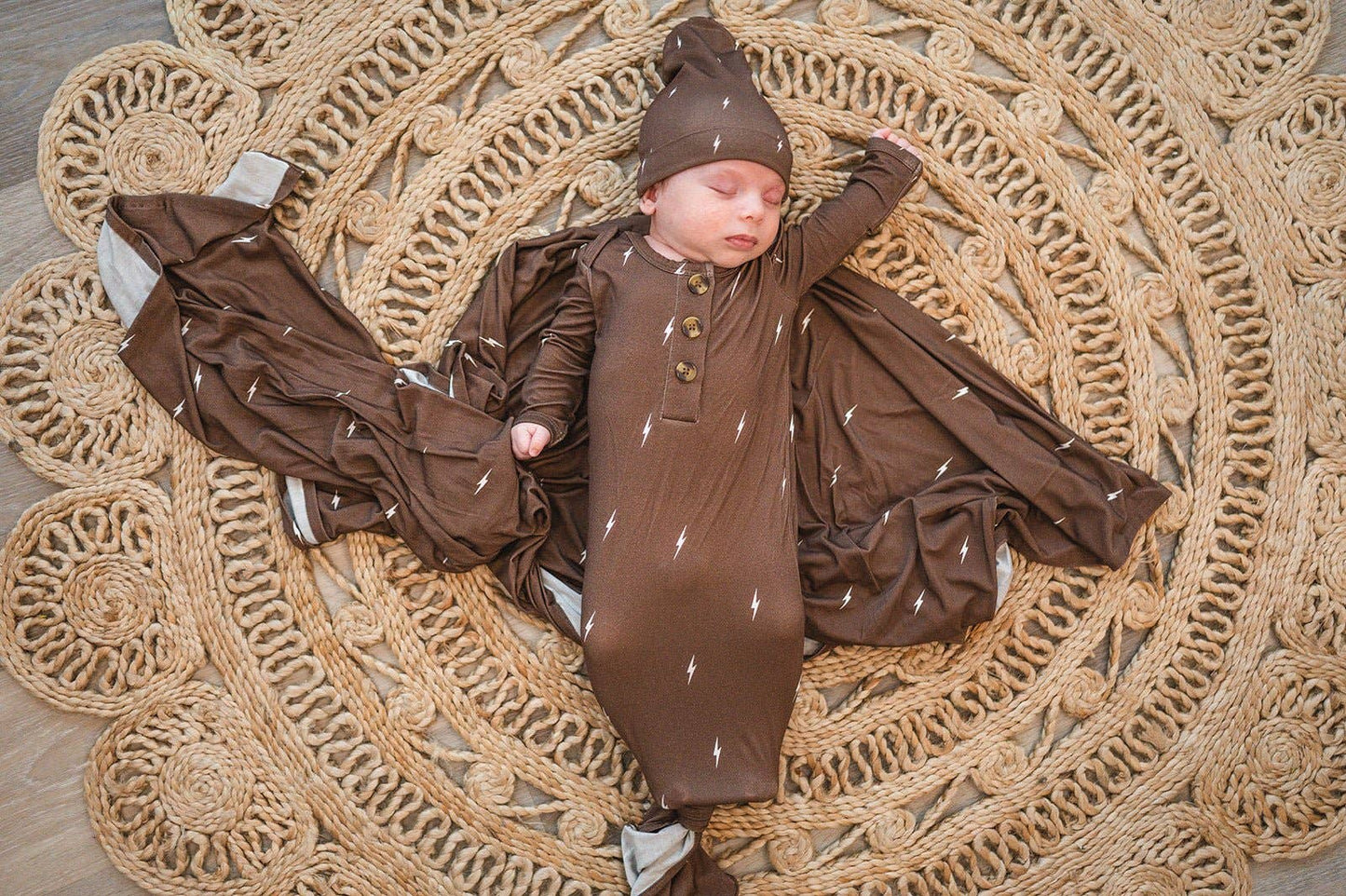 Knotted Baby Gown - Brown Lightning: Gown Only