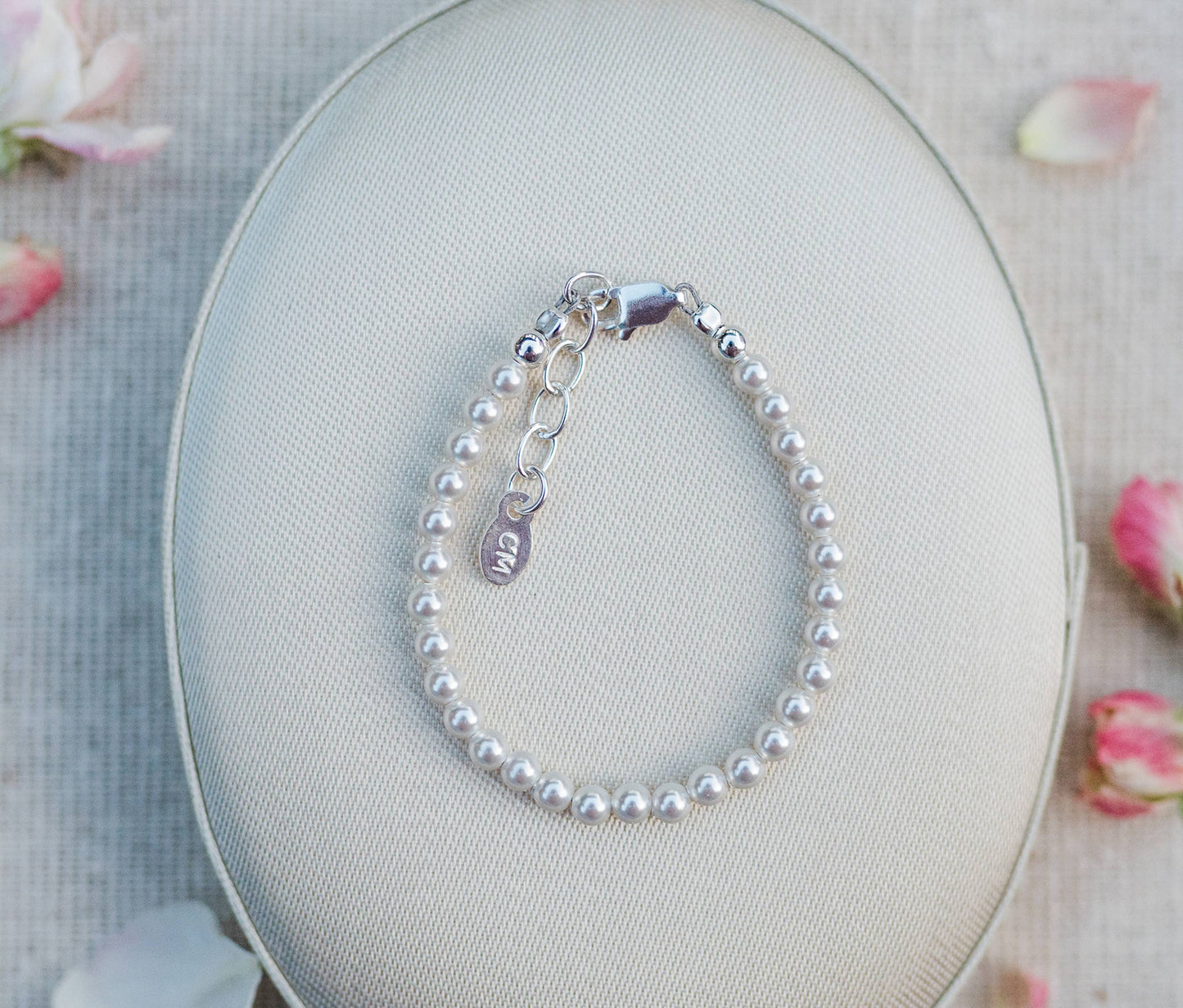 Sterling Silver Baby's 1st Pearls Bracelet Keepsake Gift: Medium 1-5 Years