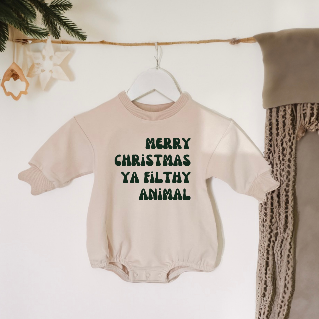 PREORDER Holiday Organic Cotton Baby Rompers: 3-6m / Message With Design Choice