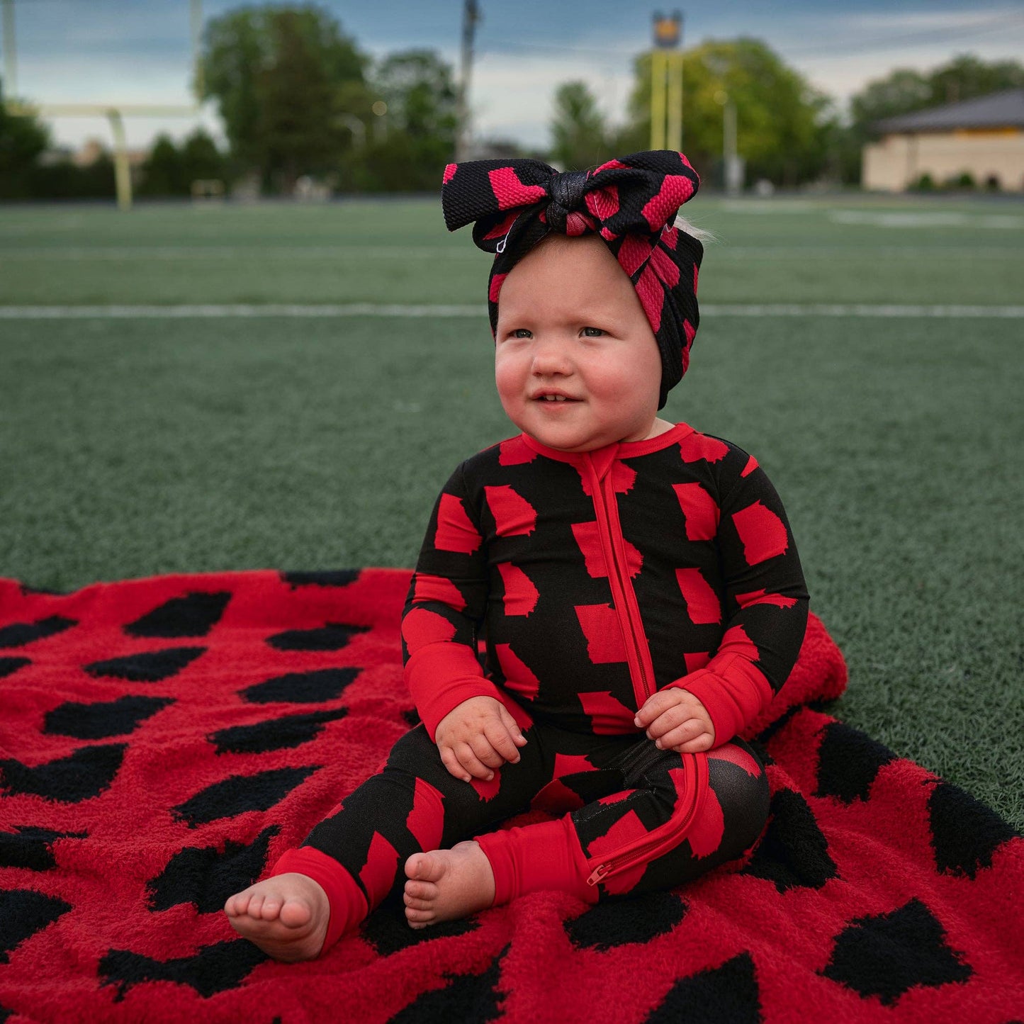 Baby Girl Headwrap Georgia Black & Red