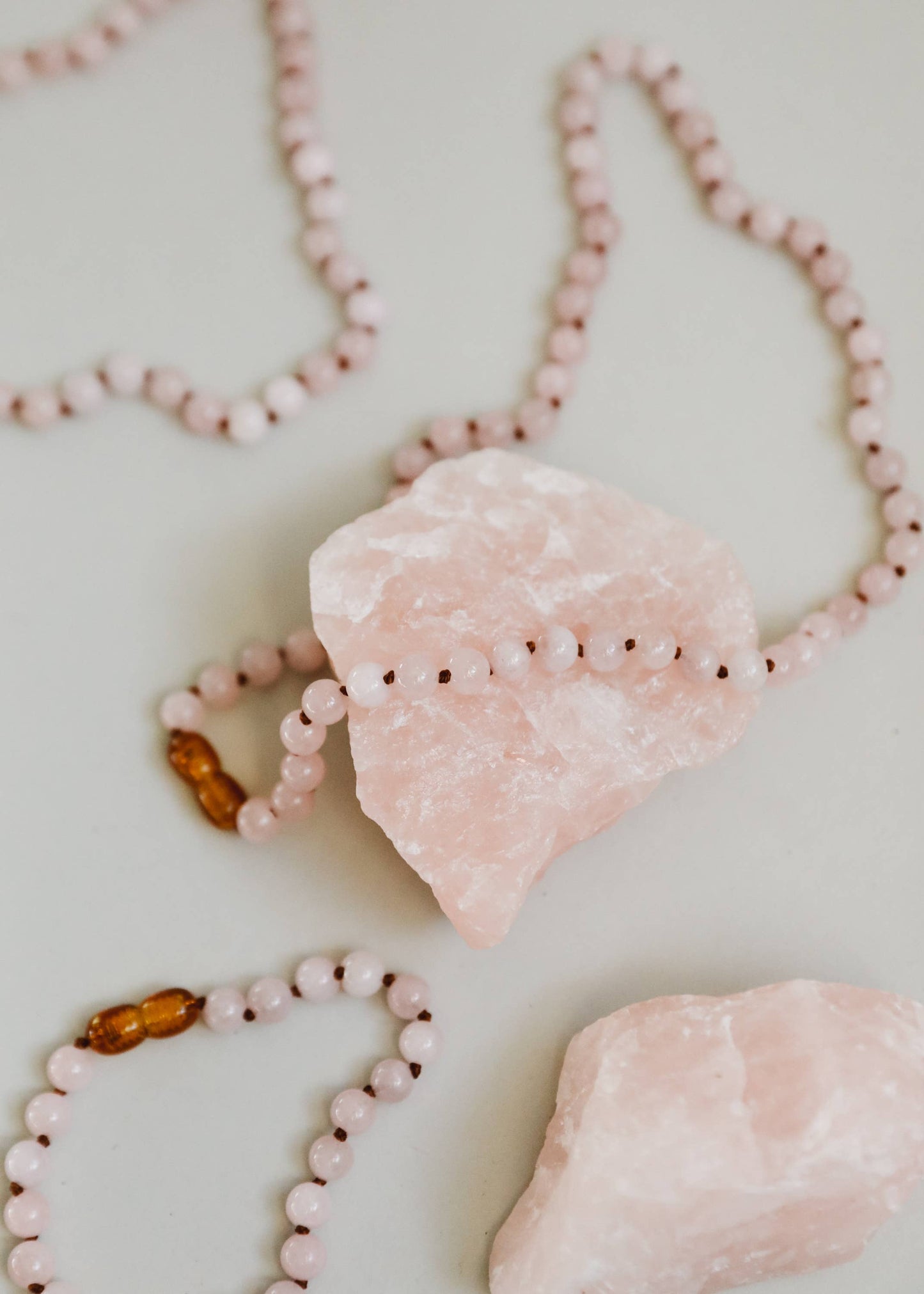 Pure Gemstone + Rose Quartz 11” Necklace