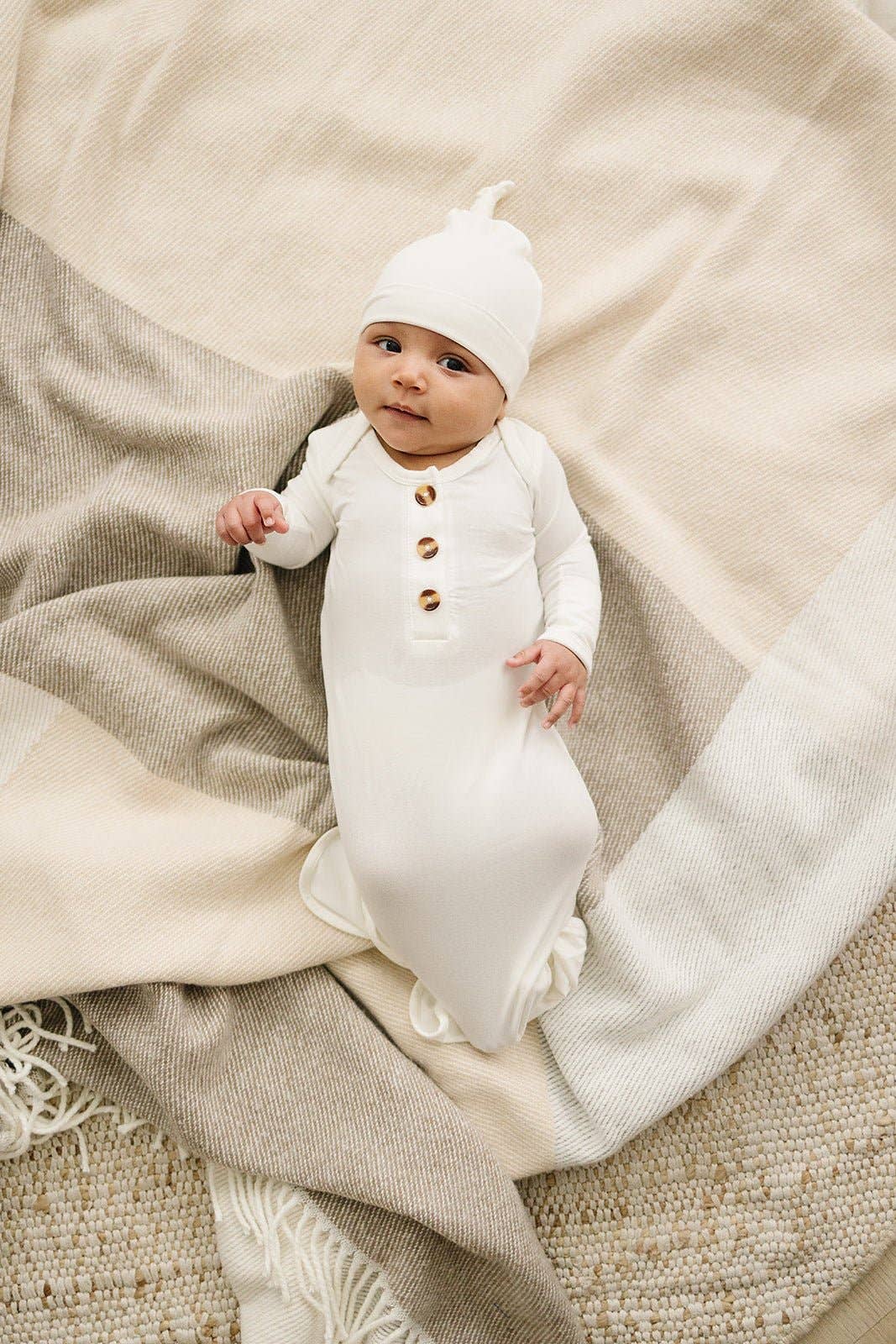 Harp Angel Boutique - Knotted Baby Gown - White: Gown Only