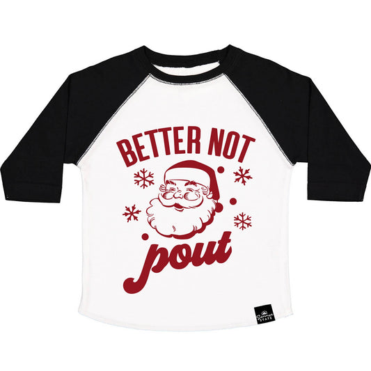 Better Not Pout Santa Claus Boy's Baseball T-Shirt