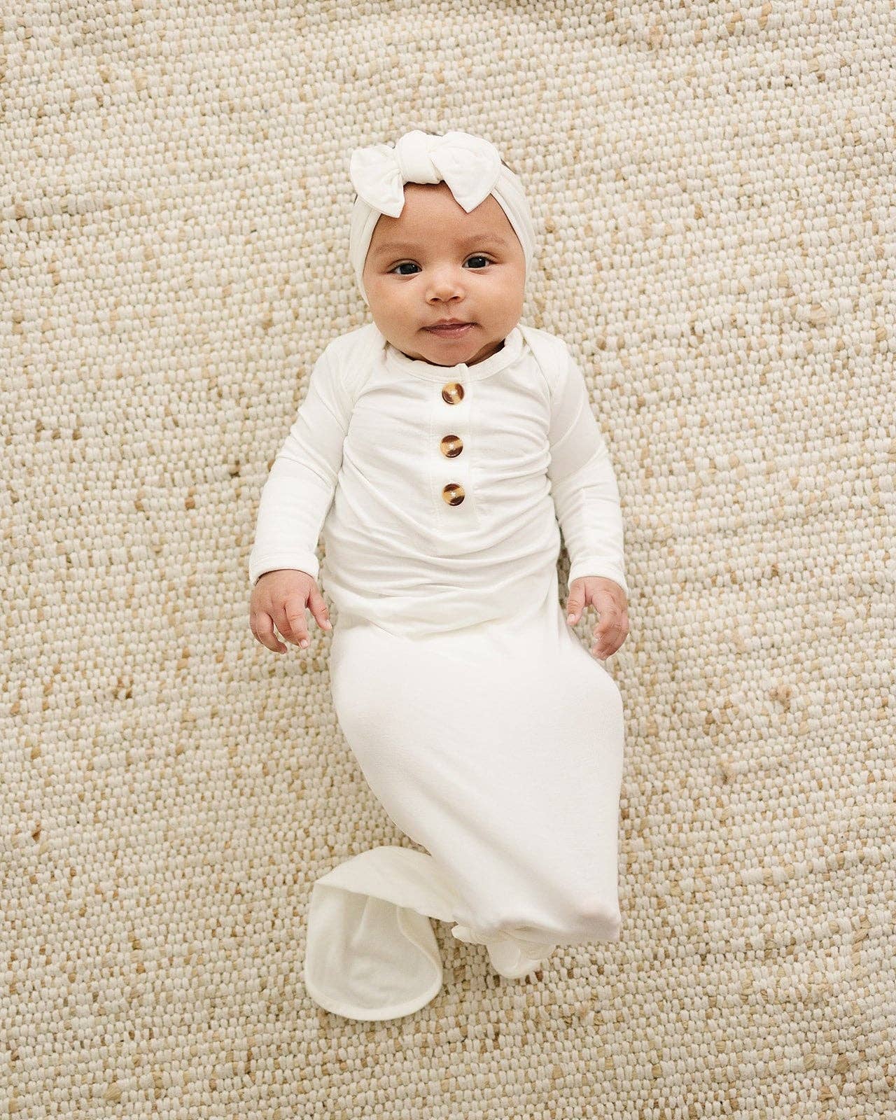 Harp Angel Boutique - Knotted Baby Gown - White: Gown Only