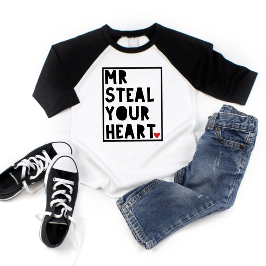 Mr Steal Your Heart Valentine's Shirt: Black