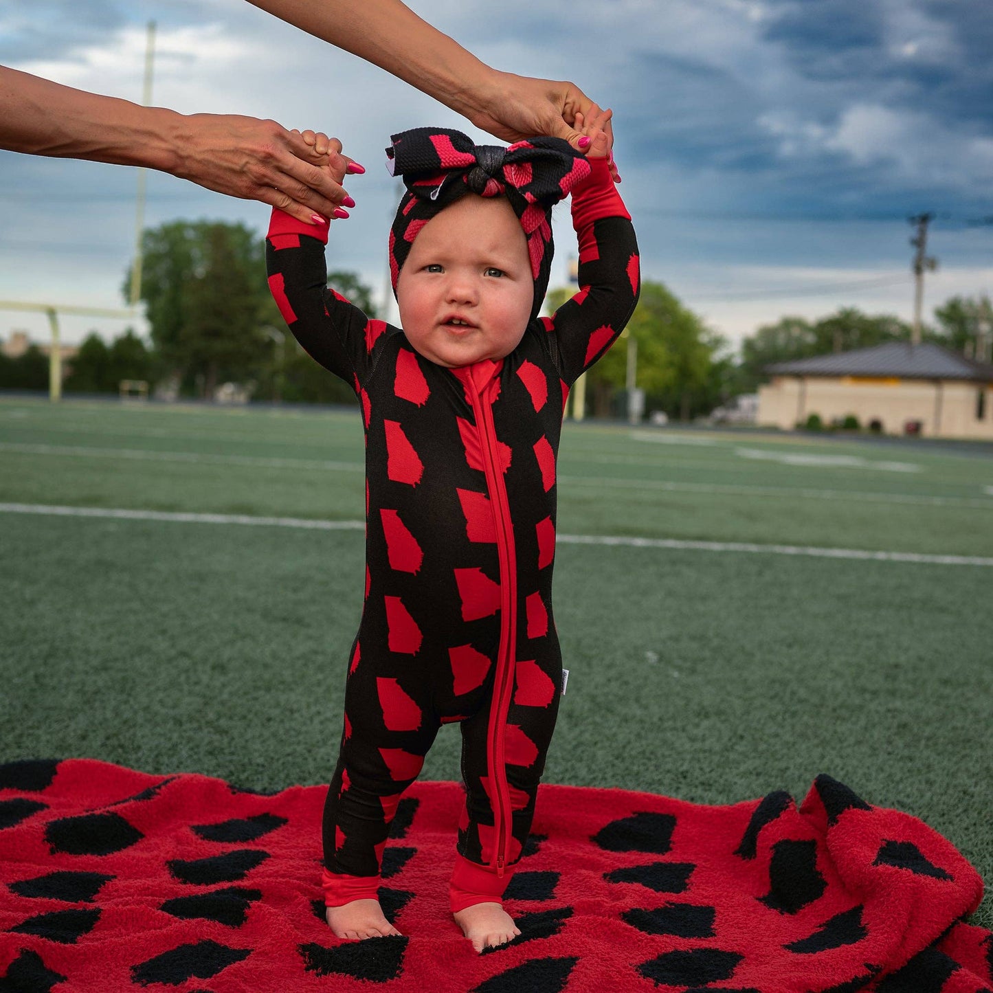 Baby Girl Headwrap Georgia Black & Red