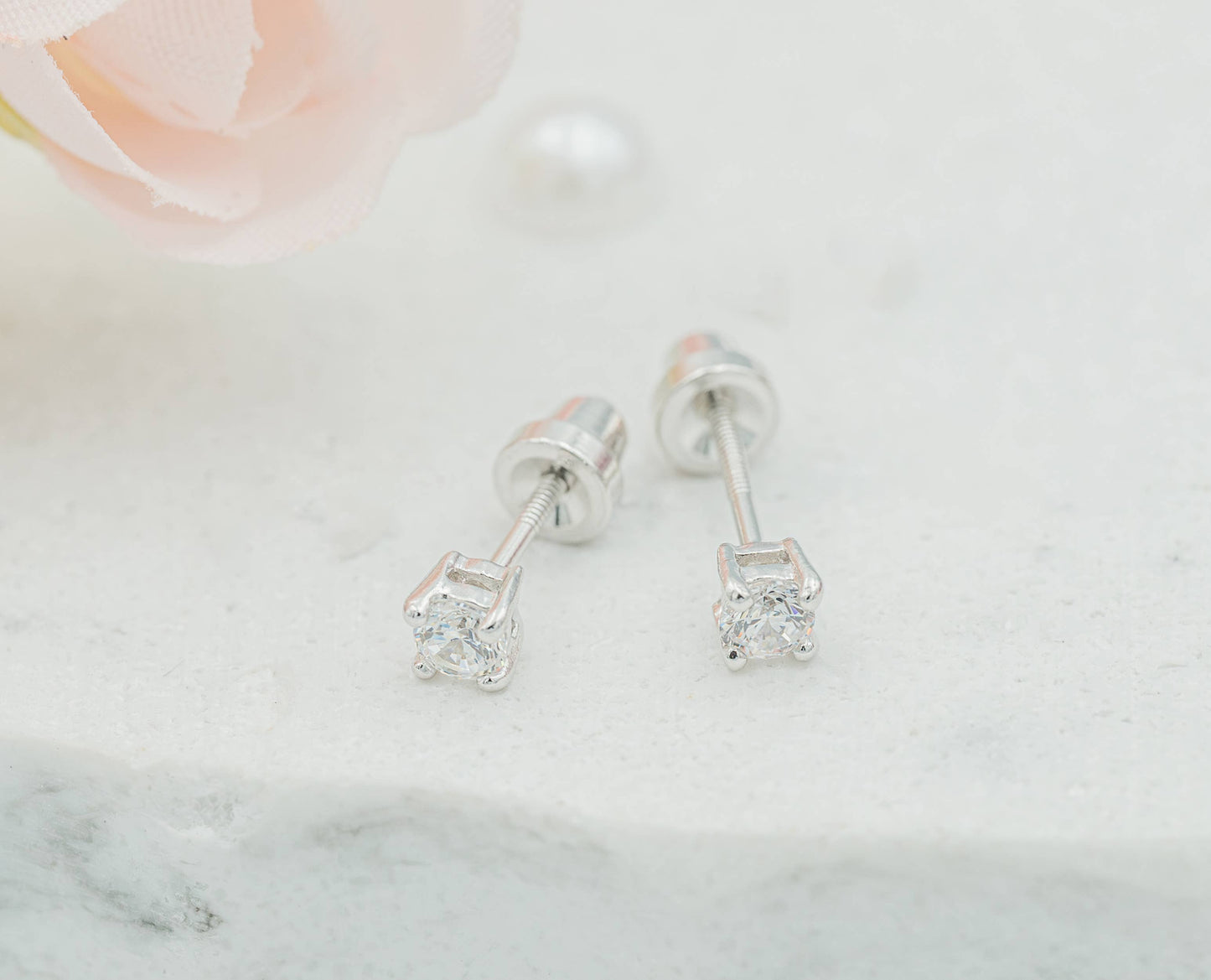 Sterling Silver Clear CZ Stud Earrings