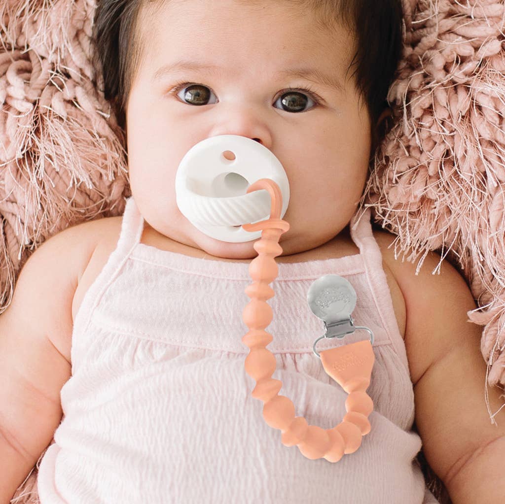 Silicon Pacifier Clips: Dark Green Beaded