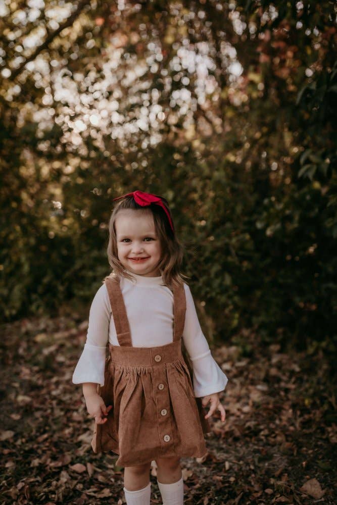 Fallon Corduroy Suspender Skirt - Praline