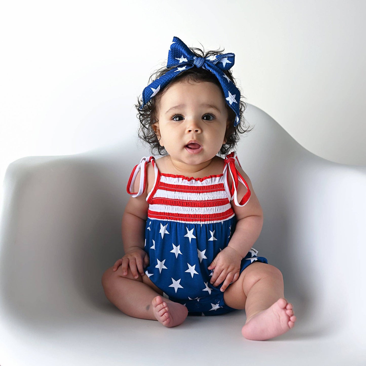 Bamboo Smocked Bubble Romper 4th of July